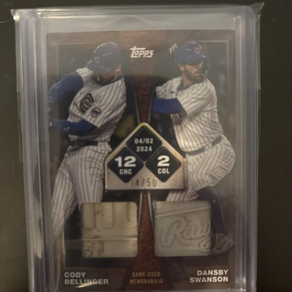 2025 Topps 系列 2 Bellinger/Swanson 游戏使用的基本标志遗物 /50 RTBD-BSW  — 第 1/2 张图片