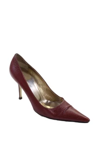 Dolce and Gabbana Womens Stiletto Pointed Toe Pumps Red Leather Size 40 - Picture 1 of 5