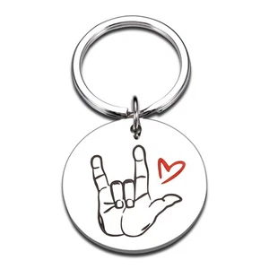 I Love You ASL Gifts Sign Language Keychain for Boyfriend Husband Men Women G... - Picture 1 of 7