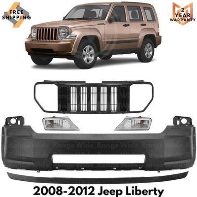 Front Bumper Cover Fascia Paintable & Grille Assembly For 2008-2012 Jeep Liberty - Изображение 1 из 4
