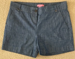 ISAAC MIZRAHI NEW YORK size 8 Women’s Blue Chambray Shorts 5” Inseam EUC - Picture 1 of 5