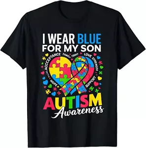 I Wear Blue For my Son Autism Awareness for Women Autism Mom T-Shirt - Picture 1 of 5