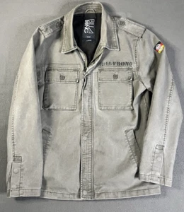 Billabong Military Chore Jacket Mens L Relaxed Fit Khaki Green Utility Collared - Picture 1 of 10