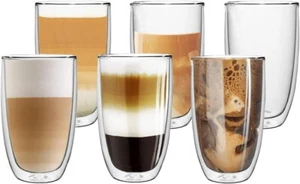 Doppelwandige Thermo Gläser 6er Set 450ml Latte Macchiato Cocktail Kaffee Tee - Bild 1 von 8