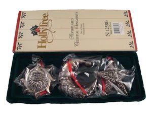 Albero di agrifoglio placcato argento ornamenti celesti set di 3 - Foto 1 di 2