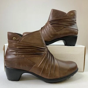 Romika Womens Ankle Boots Brown Leather Ruched Zipped Low Heel Shoes Sz 6.5/37 - Picture 1 of 13