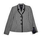 Evan Picone Blazer Jacket Size 4P Women's Long Sleeve 3 Button Closure Ivory Blk