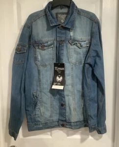 MENS VINTAGE DISTRESSED 90S Koman BUTTON UP JEAN JACKET XL - Picture 1 of 5