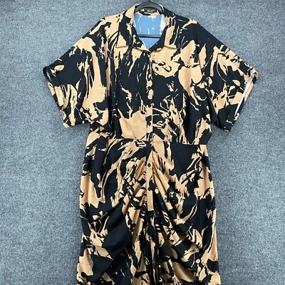 Vestido eShakti Mujer 2XL Negro Estampado Abstracto Abotonado Bodycon Damas Oficina Foto 1 de 4