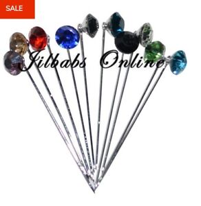 10  Crystal Diamante  Hijab Scarf Brooch Pins 