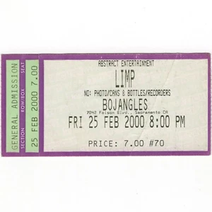 LIMP Concert Ticket Stub SACRAMENTO CA 2/25/00 BOJANGLES FAT WRECK CHORDS Rare - Picture 1 of 1