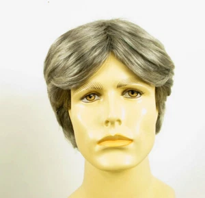 Short Wig For Men Natural Hair Gray White Poly Mesh Ref THIBAULT 44 - Foto 1 di 8