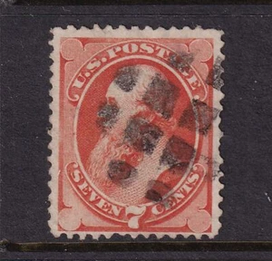 1873 Stanton Sc 160 used single 7c orange vermillion grid cancel CV $90 (B2 - Picture 1 of 1