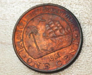 1961 Liberia 1 Cent Elephant - Picture 1 of 2