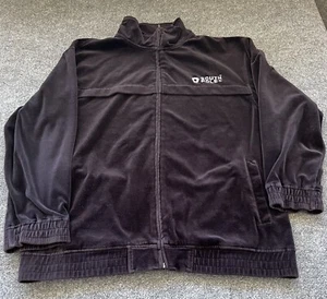 South Pole Mens XL Y2K Track Jacket Black Velour White Logo Spellout VTG Hip Hop - Picture 1 of 15