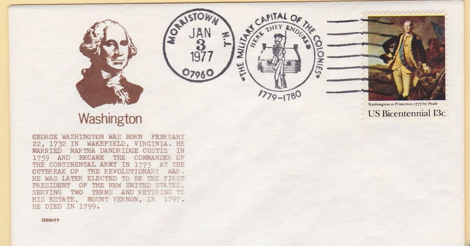 TurtlesTradingPost- Washington at Princeton 1976 #1704  FDC Cancel Morristown  - Image 1 of 1