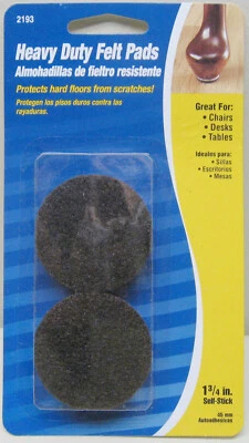1¾" Round Brown Adhesive Backed Felt Pads - Image 1 of 2