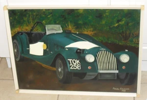 Oil Painting on board MORGAN CAR Framed Signed by artist, 1977 55x41cm - Picture 1 of 11