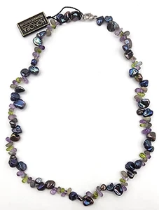 Honora Sterling Silver Baroque Freshwater Pearl & Semi-Precious Stones Necklace - Picture 1 of 4