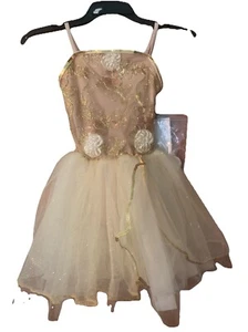 La Petite Ballerina Med Child Gold Browns Tulle Sparkle + Hair Clip - Picture 1 of 6