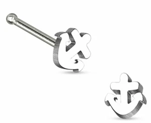 Anillo de hueso de nariz anclaje acero calibre 20 1/4" cabeza de 5 mm * - Imagen 1 de 3