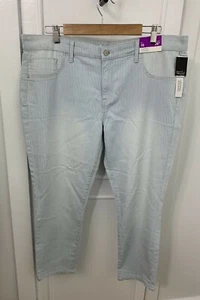 Mossimo Women's Cropped Denim Jegging Light Blue Striped Mid Rise Size 18 - Picture 1 of 12
