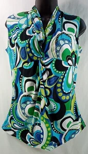 Joyous & Free Beaded Top Sleeveless V-neck Size Small Green Blue Black miss bead - Picture 1 of 11