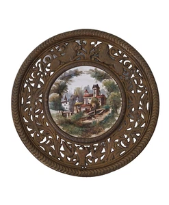 Plate Wall Plate Brass Decorative Wall Porcelain Flat Brass Fr - Photo 1 sur 20