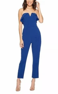 Anthropologie Blue Adelyn Rae Strapless Ruffle Jumpsuit Size S Small - Picture 1 of 9