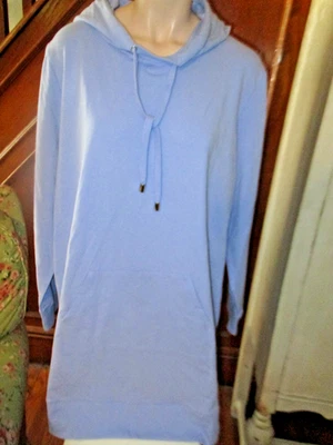 Denim & Co. Mujer XL Active French Terry Túnica con Capucha Azul Periwinkle Foto 1 de 4