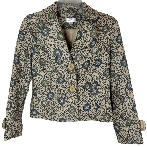 VETEMENTS Giacca lana Ann Taylor Loft taglia 2P 2 marrone verde marrone jacquard floreale