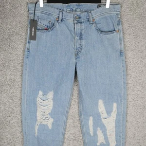 JEANS PARA HOMBRE DIESEL DAGH 084PK W32 L32 AZUL DESGASTADO DURO DENIM RECTO ¡NUEVO CON ETIQUETAS! - Imagen 1 de 9