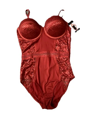 French Affair Bodysuit Womens Large Burnt Orange Push-Up Lace Lingerie Sexy Tag - Image 1 of 4