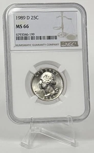 1989-D Washington Quarter 25c NGC MS66 BU Brilliant Uncirculated - Picture 1 of 2