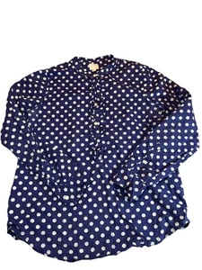 J Crew Long Sleeve Women’s Polka Dot Blue White Ruffle Shirt Size XS - Picture 1 of 5