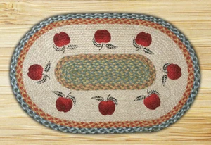 Braided Jute Stenciled Print Oval Area Rug. Earth Rugs. APPLES - Picture 1 of 1