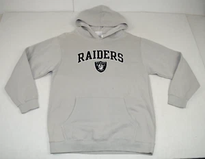 Vintage NFL Sweatshirt Oakland Raiders Size M 00s NFL Apparel Light Gray Hoodie - Picture 1 of 10
