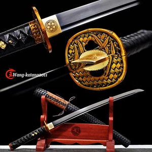 30'Wakizashi Black Blade 1095 Carbon Steel Japanese Samurai Sharp Fulltang Sword - Picture 1 of 10