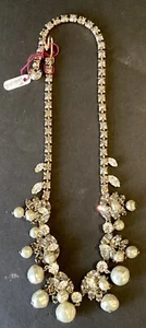 Fabulous Mid-Century HATTIE CARNEGIE Faux Pearl Rhinestone Adjustable Necklace - Picture 1 of 9