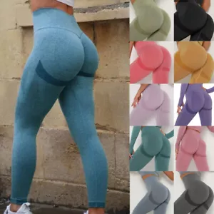 Mujeres Leggings Cintura Alta Sin Costuras Levantamiento de Glúteos Pantalones de Yoga Control de Abdomen Entrenamiento - Imagen 1 de 78