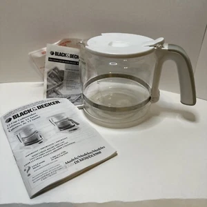 Black & Decker 12 Cup Carafe Coffee Replacement Glass Pot White Lid DLX 850 900 - Picture 1 of 6