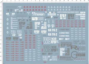 Detalle 1/35 RX-78-2 WB102 Busto GDM Figura Modelo Marcas Tobogán Acuático Calcomanía - Imagen 1 de 1