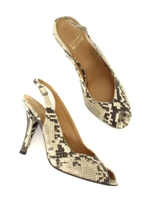 *FINAL MARKDOWN!* Stuart Weitzman Snake Print Peeptoe Slingback Heels Pumps sz 6 - Image 1 of 4