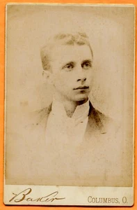 Columbus, OH, Portrait of a Young Man, by Baker, circa 1890 Backstamp - Picture 1 of 3