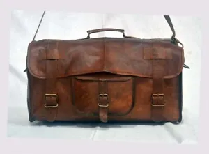 Men's Handmade Leather Vintage Duffle Luggage Carry On Travel Gym Bag - Picture 1 of 8