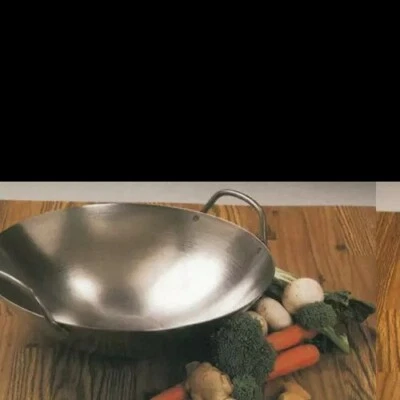 12" Flat Bottom carbon steel wok metal ears/11" Flat cover ((MADE USA)) - Image 1 of 2