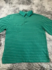 ARNOLD PALMER Vintage Polo Shirt Green White Stripe w/ Pocket Golf Mens Large - Picture 1 of 6