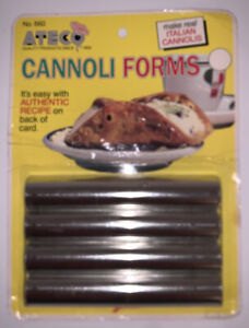 Vintage Ateco Real Italian Cannolis Metal Tubes Cannoli Forms with Recipe