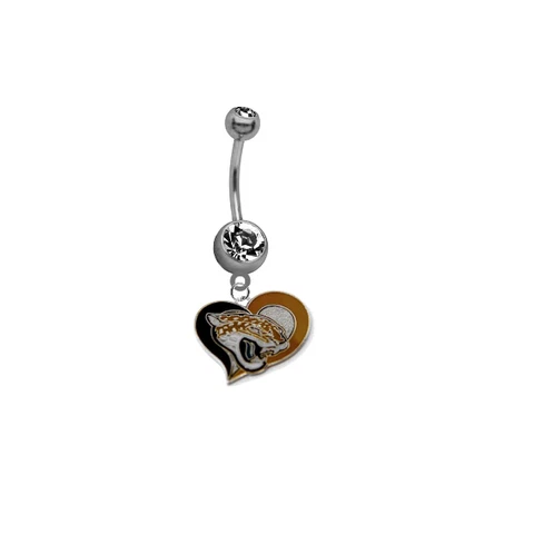Jacksonville Jaguars Swirl Heart Football Belly Button Navel Ring Piercing Cover