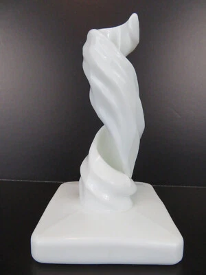 Westmoreland Leche Vidrio Remolino Candelabro Elegante Blanco Soporte Cónico Decoración MCM Foto 1 de 4